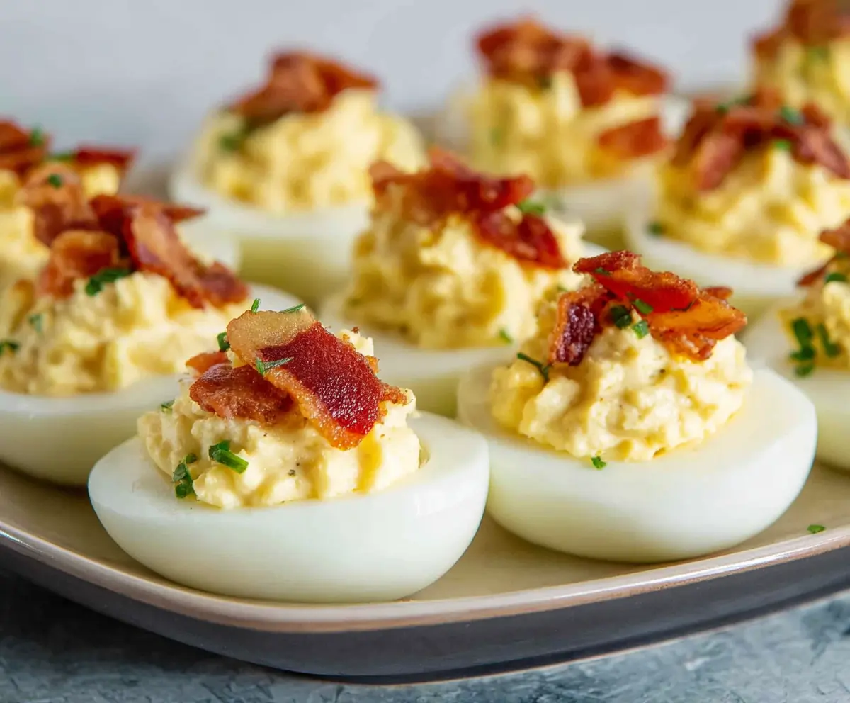 Easy Bacon Ranch Deviled Eggs
