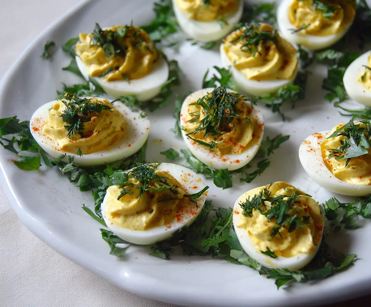 Easy Deviled Eggs with Dijon & Herbs