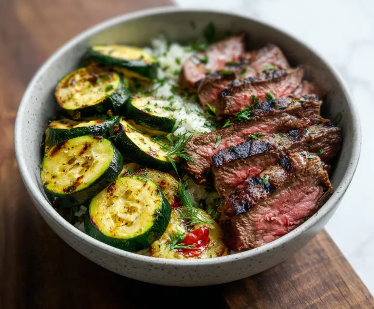 Grilled Steak Bowl with Zucchini