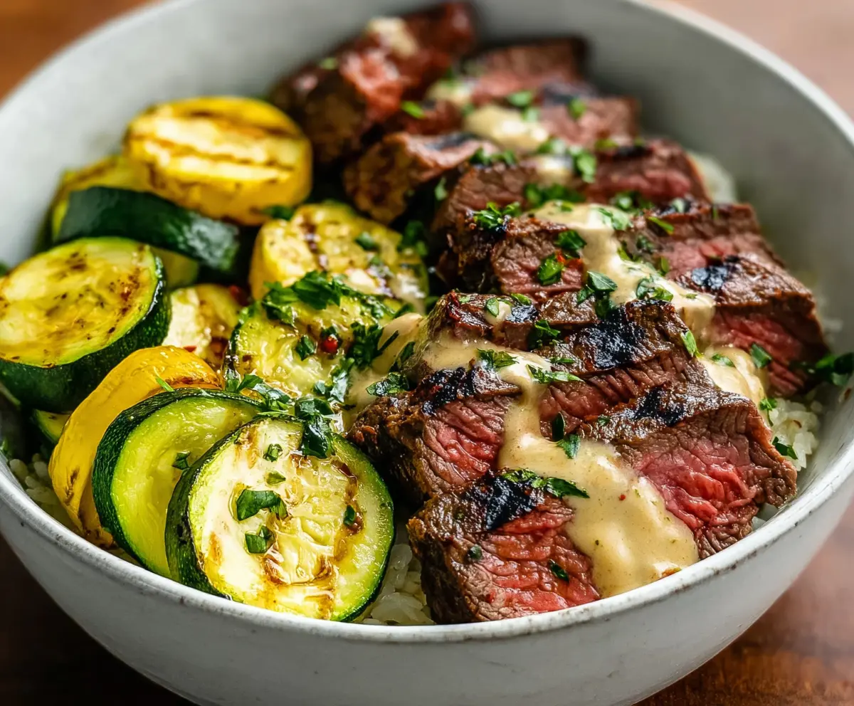 Easy Grilled Steak Bowl with Zucchini