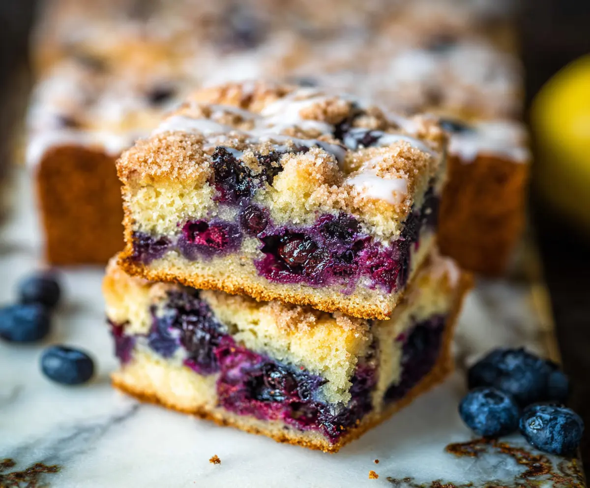 Easy Lemon Blueberry Sourdough Coffee Cake
