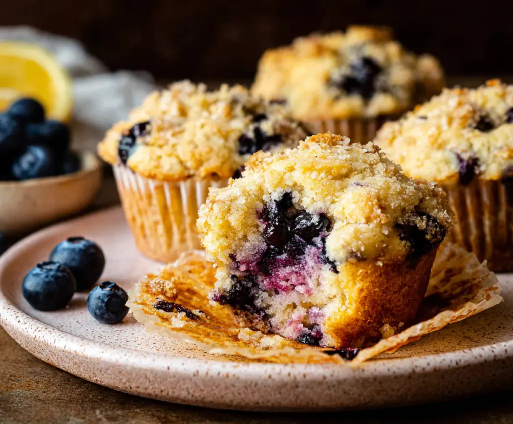 Lemon Blueberry Sourdough Muffins