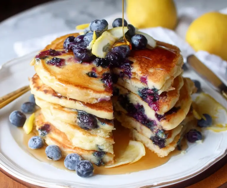 Lemon Blueberry Sourdough Pancakes