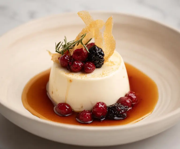 Orange Blossom Honey Panna Cotta with Berry Compote
