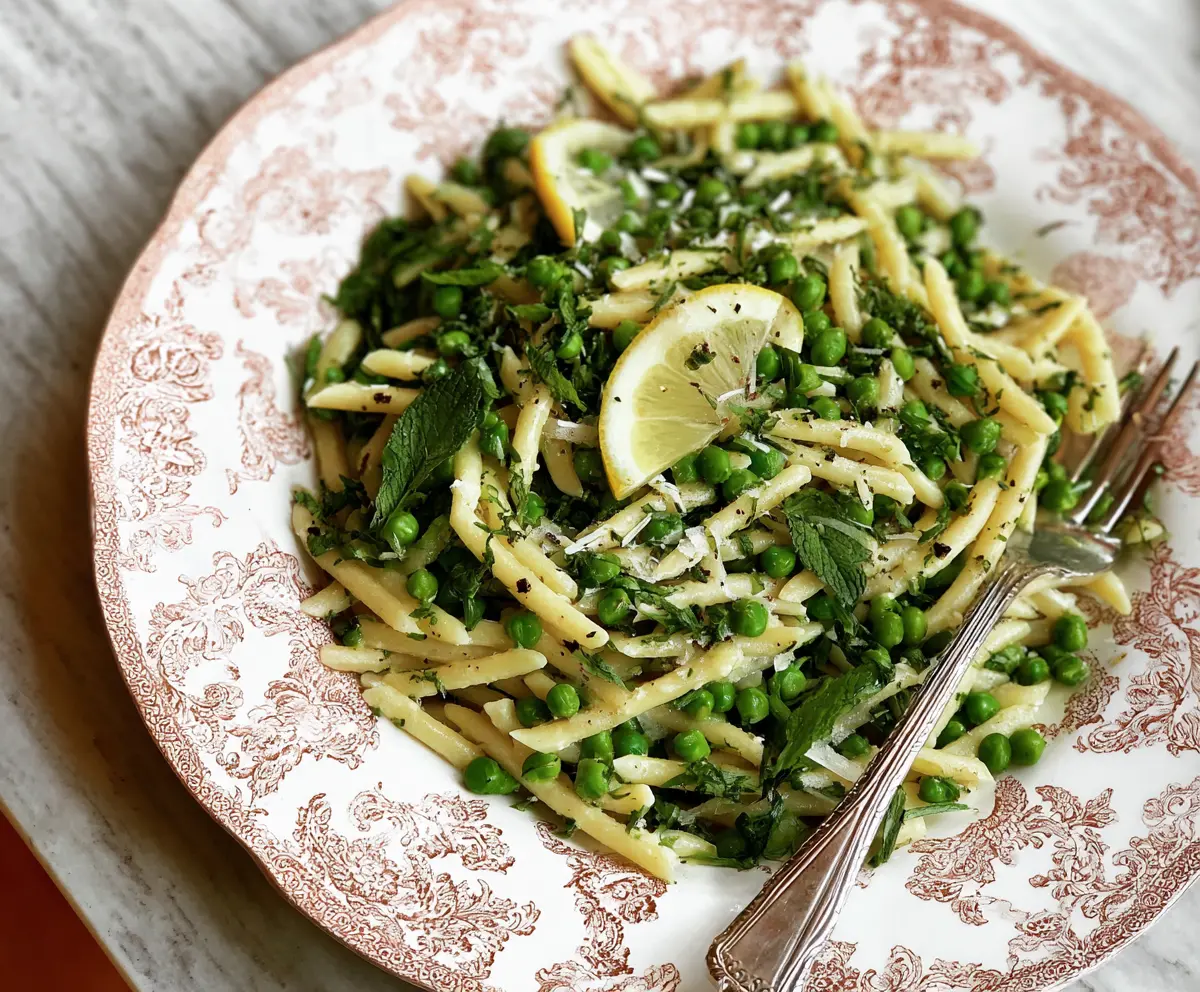 Fresh Pea Pasta with Mint & Truffle