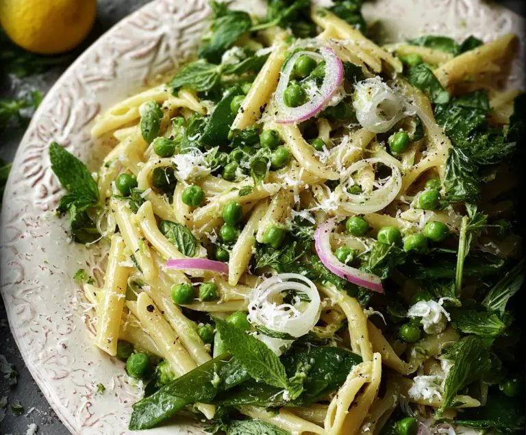 Pea Pasta with Mint, Truffle And Lemon