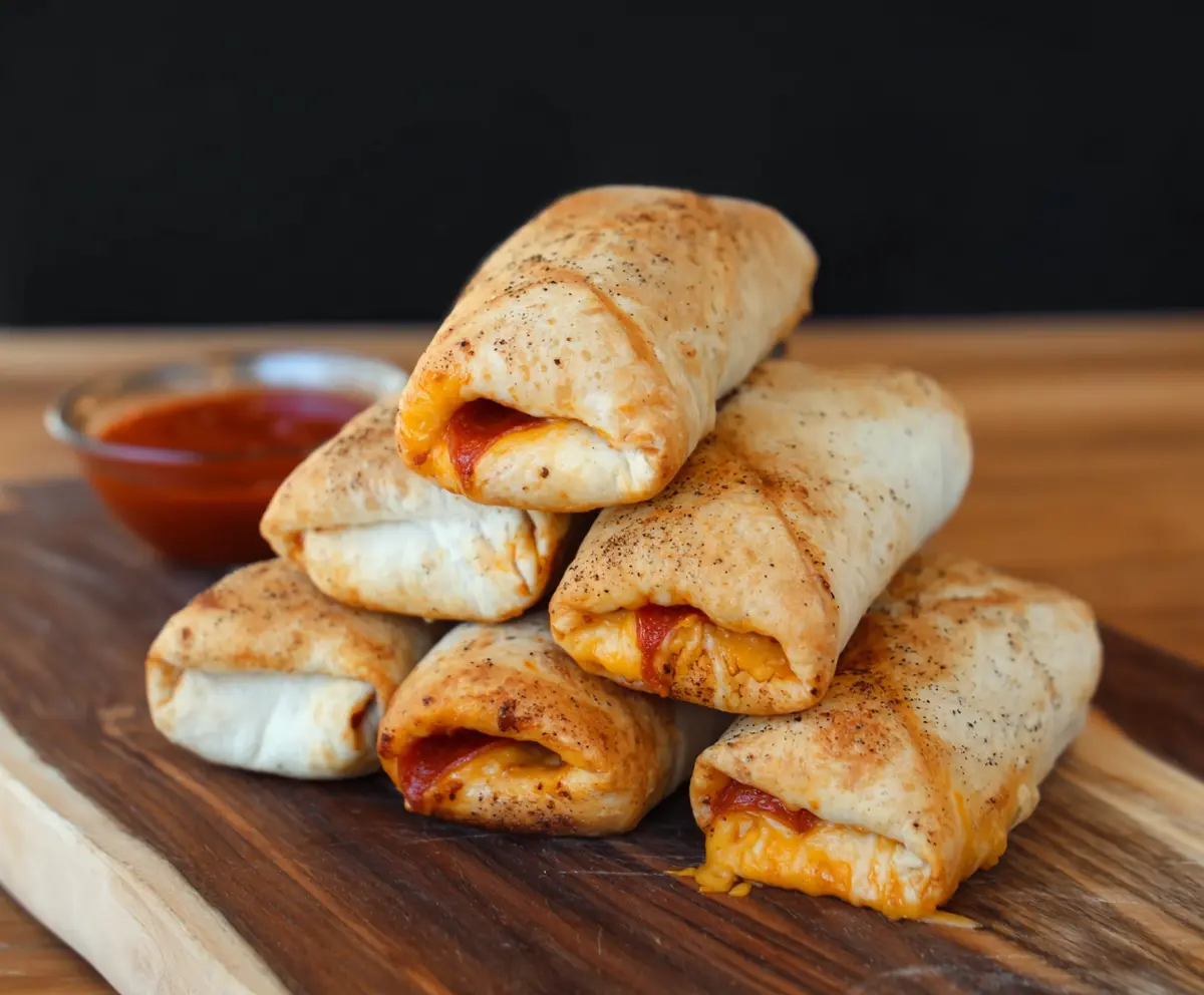 Delicious pepperoni pizza rolls baked to perfection with melted cheese and crispy crust.