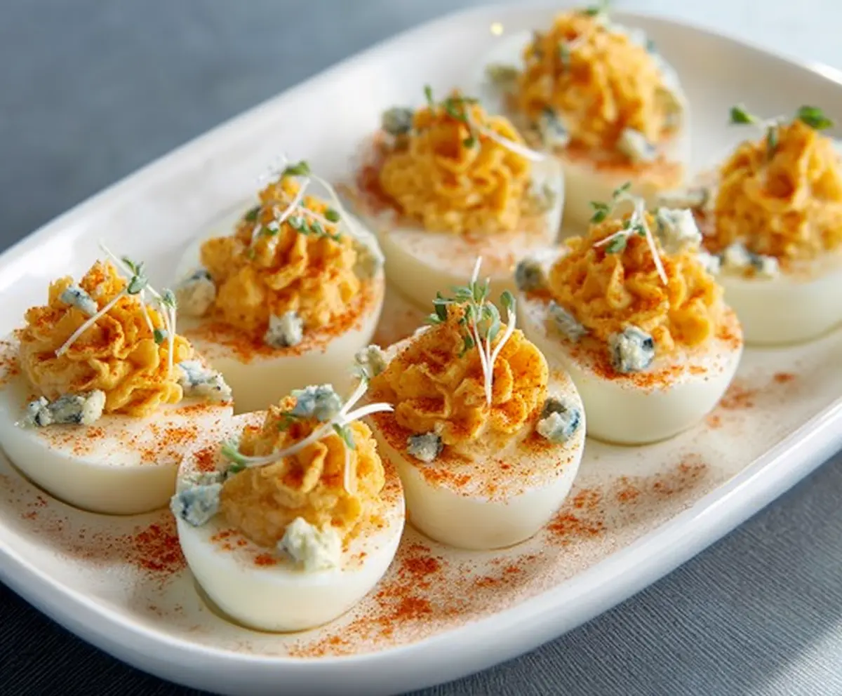 Buffalo Blue Cheese Deviled Eggs