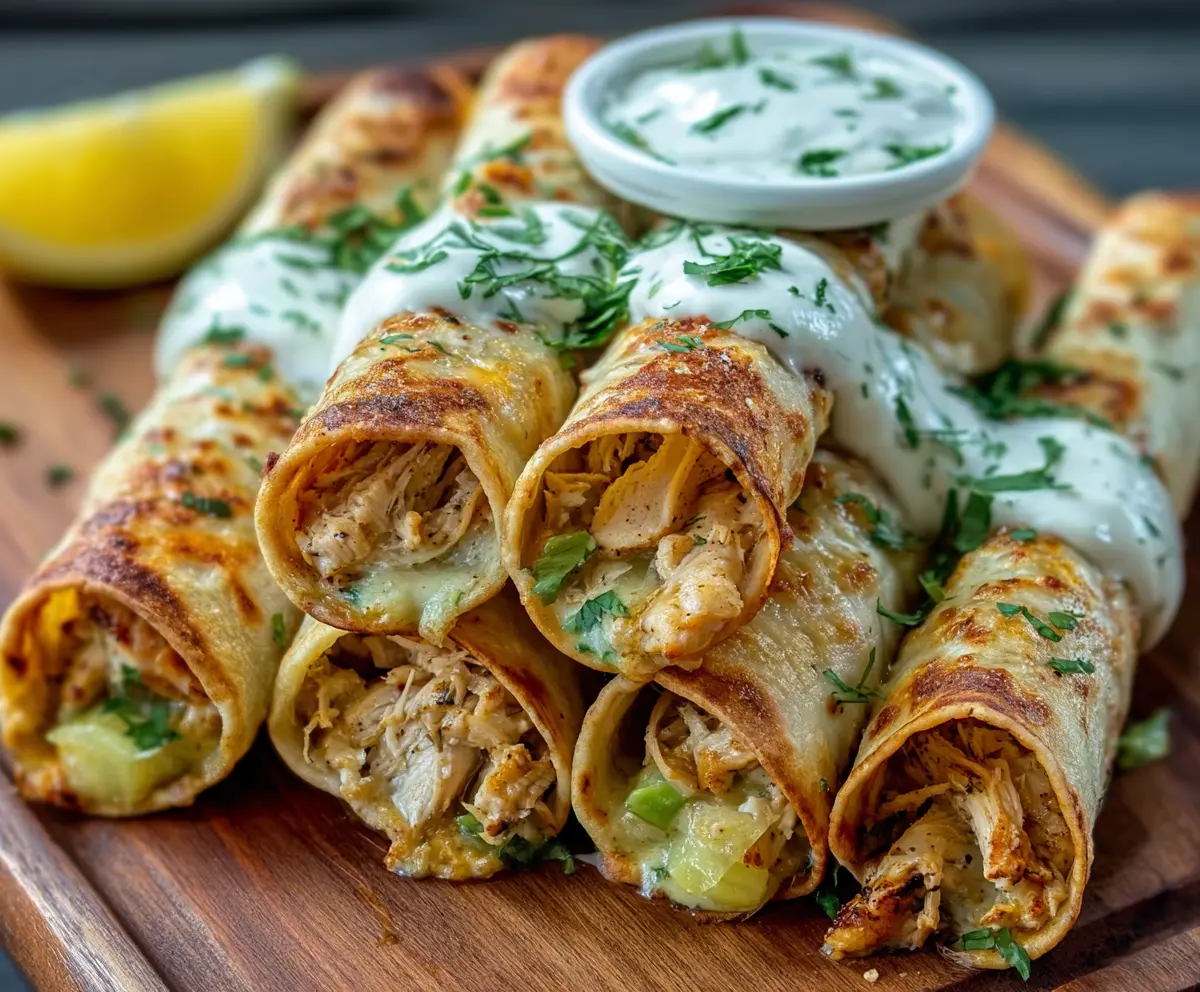 Easy Dill Pickle Ranch Chicken Taquitos